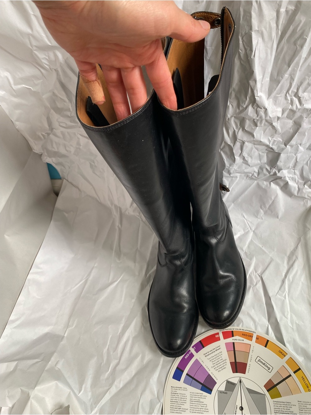 Frye Black Leather Over-the-Knee Riding Boots
